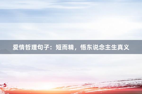 爱情哲理句子：短而精，悟东说念主生真义
