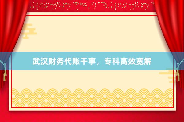 武汉财务代账干事，专科高效宽解